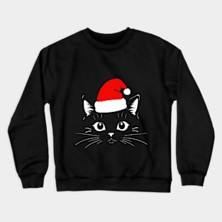 Cat with Christmas Hat Crewneck Sweatshirt